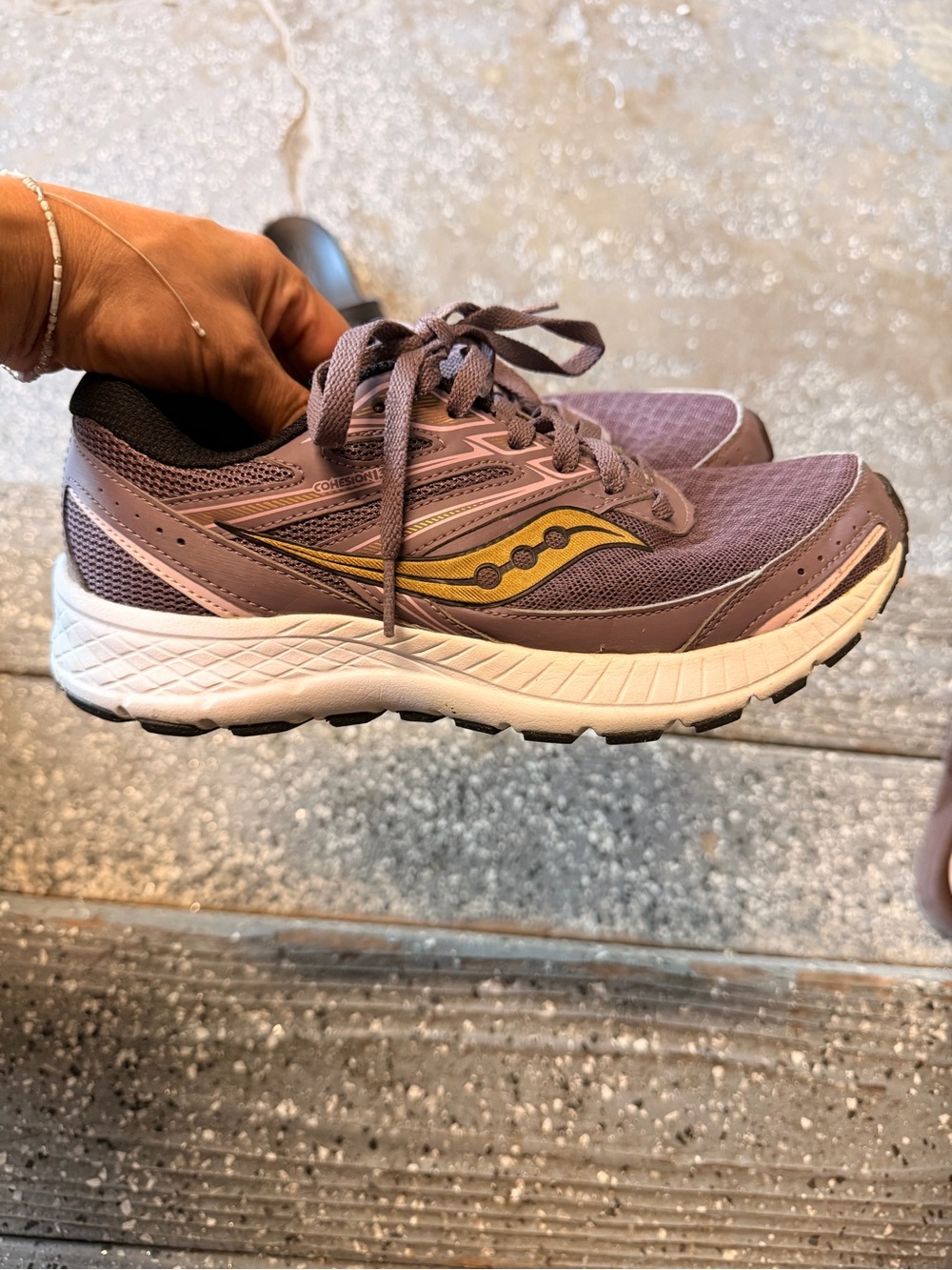 Saucony Lavender Athletic Running Shoes with Gold Logo